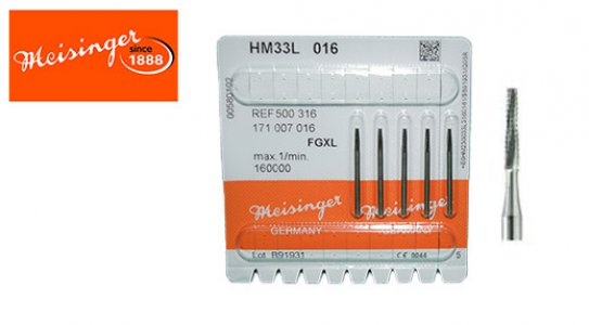 MEISINGER SURGICAL BUR FISSURE HM33L (SIZE 016)-5pcs