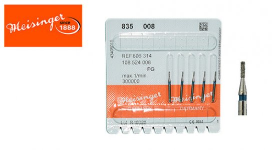MEISINGER FISSURE DIAMOND BUR-HIGH SPEED(SIZE 008) 5PCS