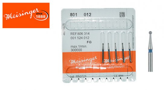 MEISINGER ROUND DIAMOND BUR-HIGH SPEED(SIZE 012) 5PCS